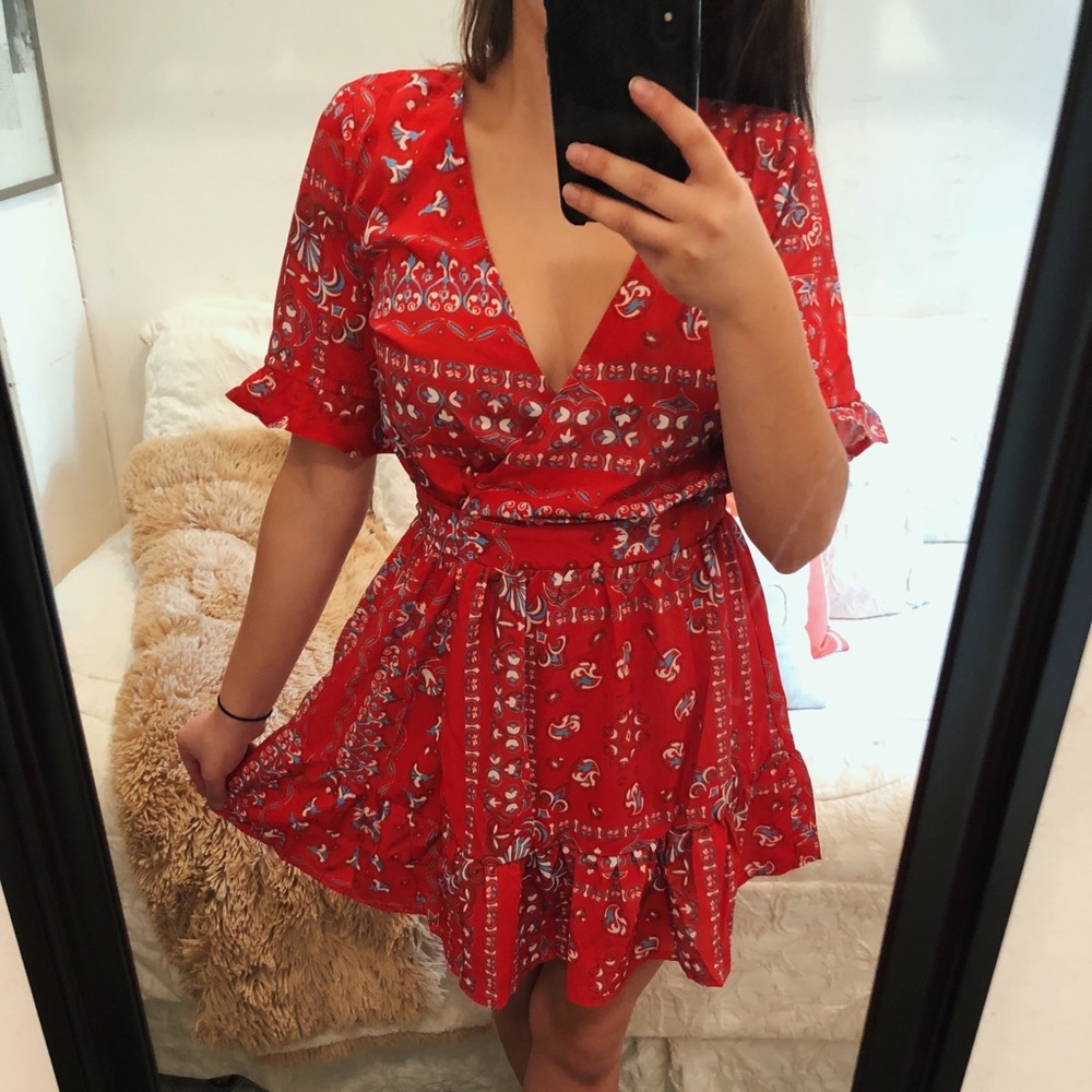Princess Polly Red Patterned Dress